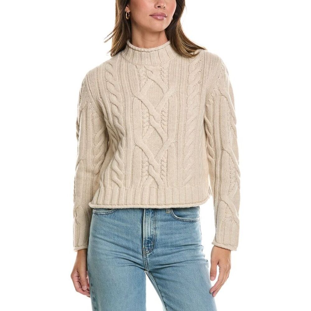 Alashan Cashmere Womens Breckenridge Cable Mock Neck Wool Sweater, Pink